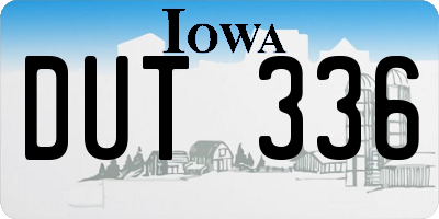 IA license plate DUT336