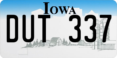 IA license plate DUT337
