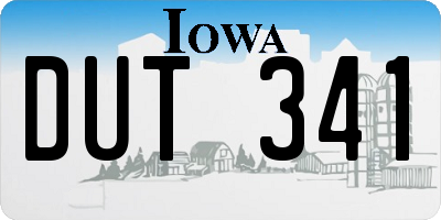 IA license plate DUT341