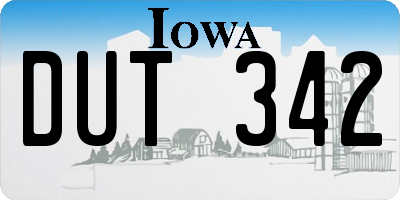 IA license plate DUT342