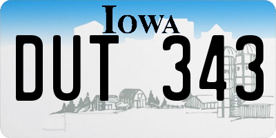 IA license plate DUT343