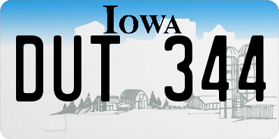 IA license plate DUT344