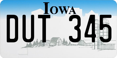 IA license plate DUT345