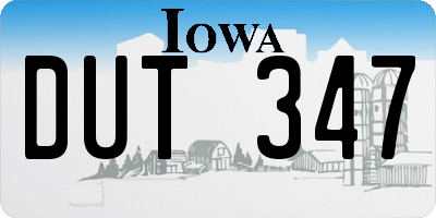 IA license plate DUT347