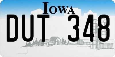 IA license plate DUT348