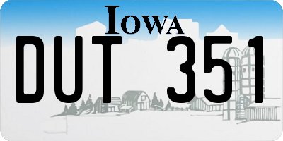 IA license plate DUT351
