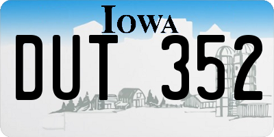 IA license plate DUT352