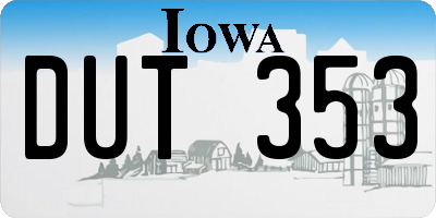 IA license plate DUT353
