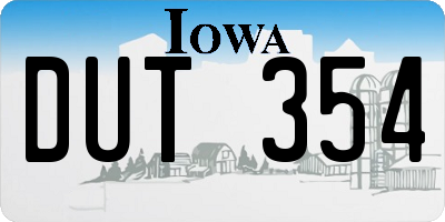 IA license plate DUT354