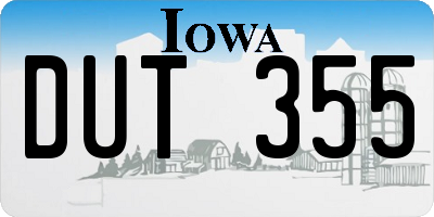 IA license plate DUT355