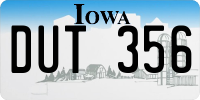 IA license plate DUT356