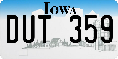 IA license plate DUT359