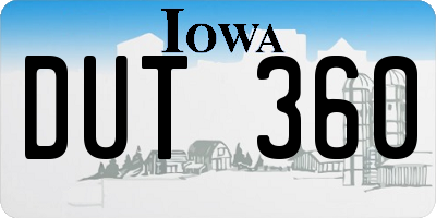 IA license plate DUT360