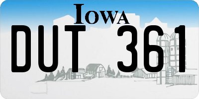 IA license plate DUT361
