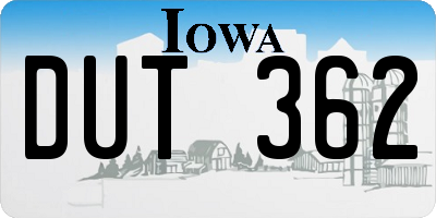 IA license plate DUT362