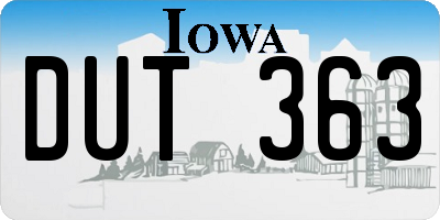 IA license plate DUT363