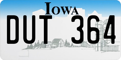 IA license plate DUT364