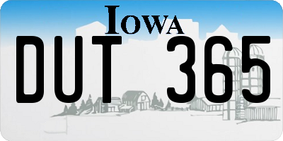 IA license plate DUT365