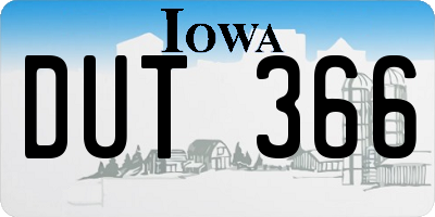 IA license plate DUT366