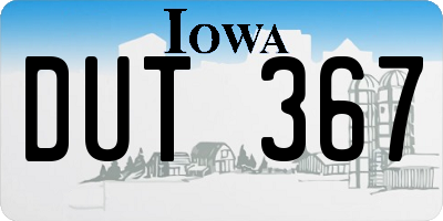 IA license plate DUT367
