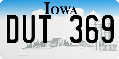 IA license plate DUT369
