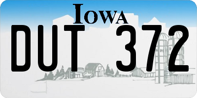 IA license plate DUT372