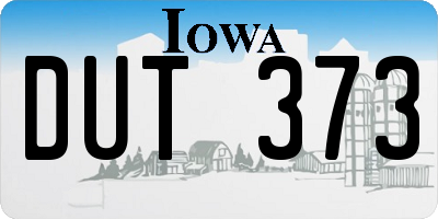 IA license plate DUT373