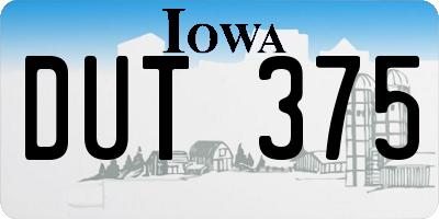 IA license plate DUT375