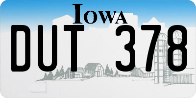 IA license plate DUT378