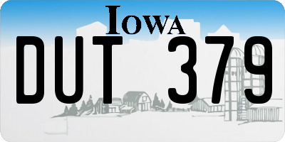 IA license plate DUT379