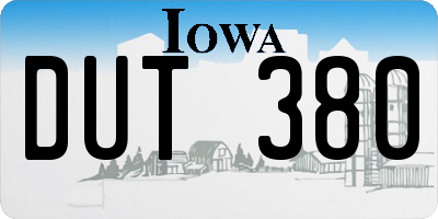 IA license plate DUT380