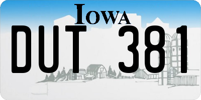 IA license plate DUT381