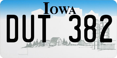 IA license plate DUT382