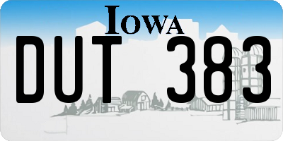 IA license plate DUT383