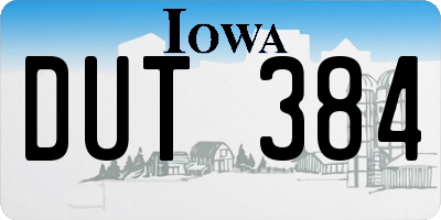 IA license plate DUT384