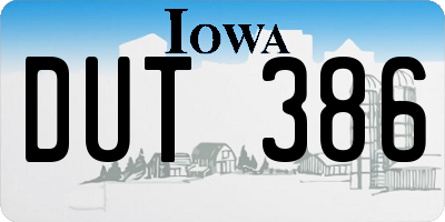 IA license plate DUT386