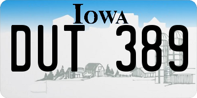 IA license plate DUT389