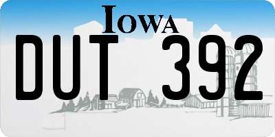 IA license plate DUT392