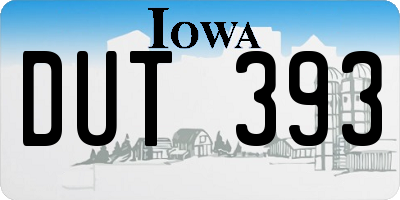 IA license plate DUT393