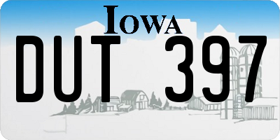 IA license plate DUT397