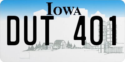 IA license plate DUT401