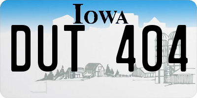 IA license plate DUT404