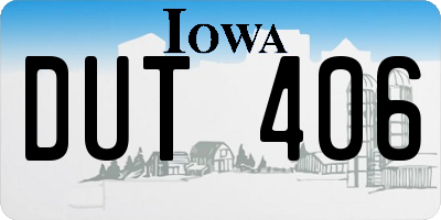 IA license plate DUT406