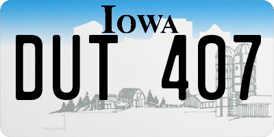 IA license plate DUT407