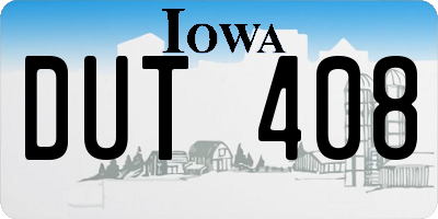 IA license plate DUT408