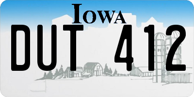 IA license plate DUT412