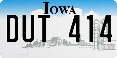 IA license plate DUT414