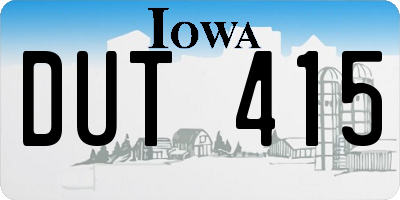 IA license plate DUT415