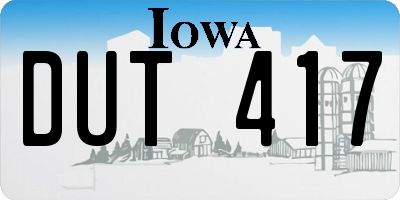 IA license plate DUT417