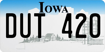 IA license plate DUT420
